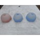 Lot de 3 Suspensions Vintage en Verre Opalin Bleu et Rose