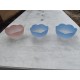 Lot de 3 Suspensions Vintage en Verre Opalin Bleu et Rose