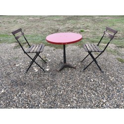 Table de Bistrot + 2 Chaises Pliantes