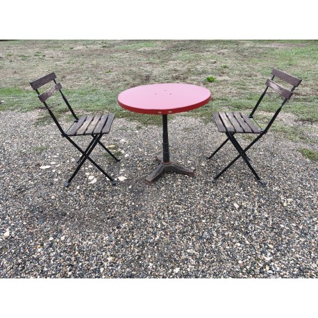 Table de Bistrot + 2 Chaises Pliantes