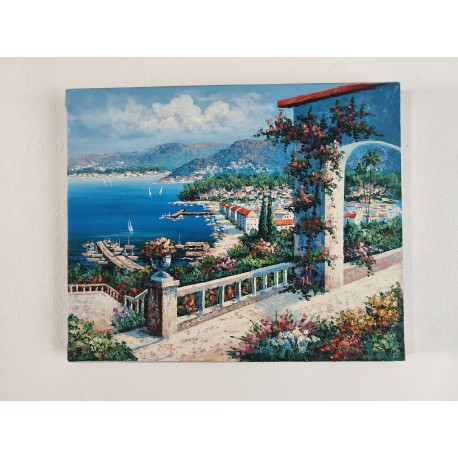 Tableau Huile sur Toile " Vue méditerranéenne "